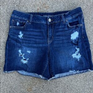 Maurices Dark Blue Ripped Jean Shorts